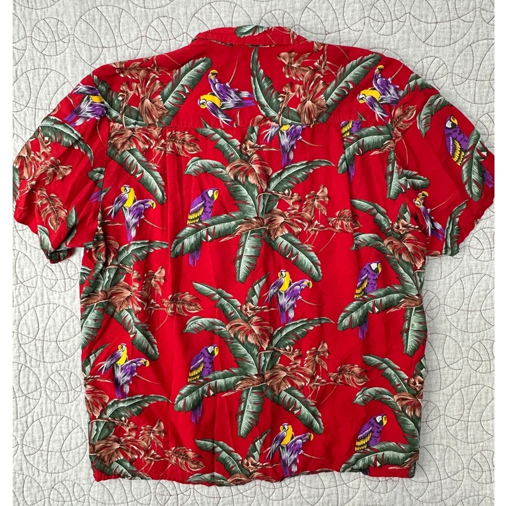 Paradise Found Hawaiian Shirt Red Parrot Tropical / Men's Extra Large - Picture 6 of 7